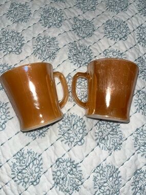Set of Gold/Orange luster  FIRE KING COFFEE CUPS